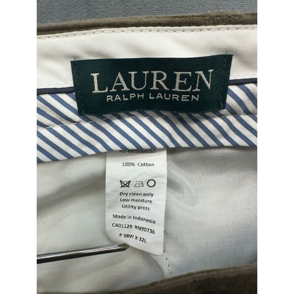 Lauren Ralph Lauren Corduroy Pants Men's 38x26 Brown Flat Front Slacks - Picture 5 of 11